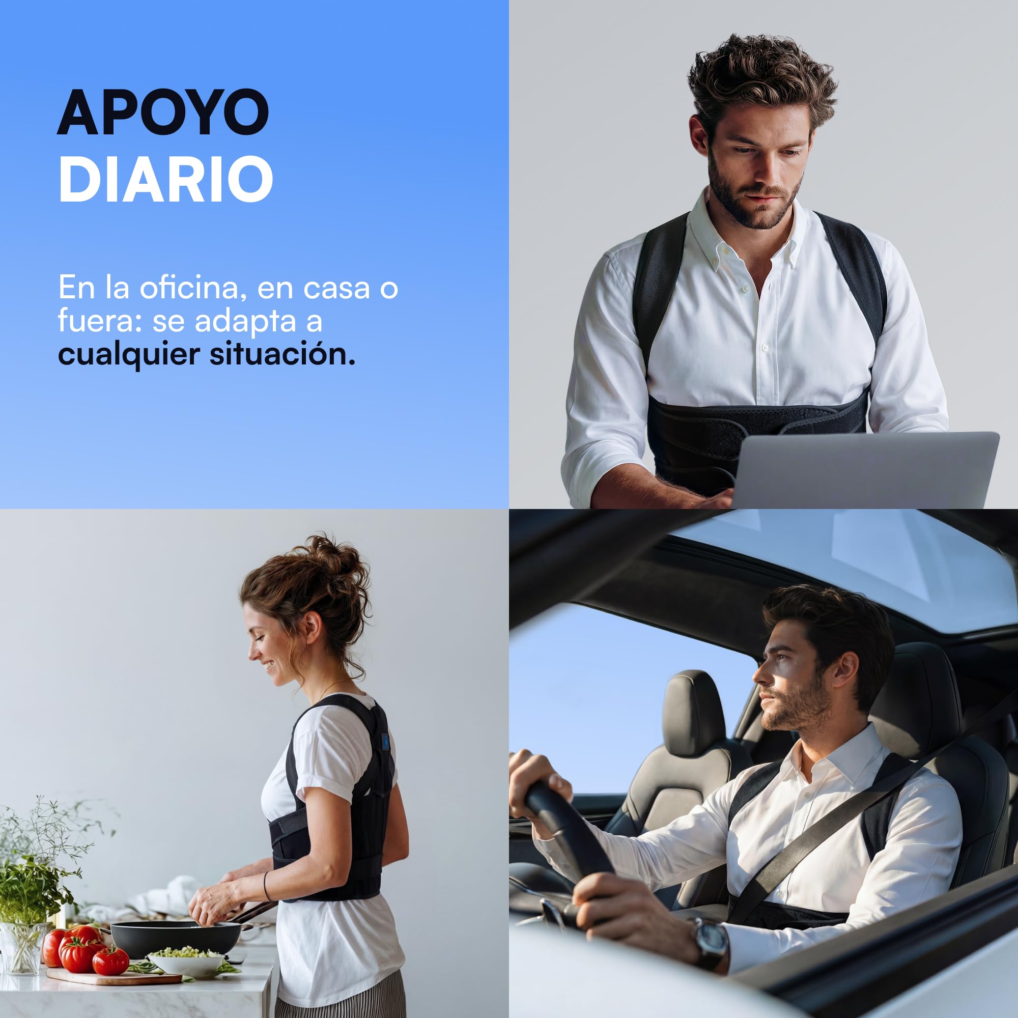 Corrector Postura Espalda Hombre Mujer - Corrector de Espalda y Corrector de Postura Ajustable para Espalda Recta, con 2 Almohadillas de Hombro
