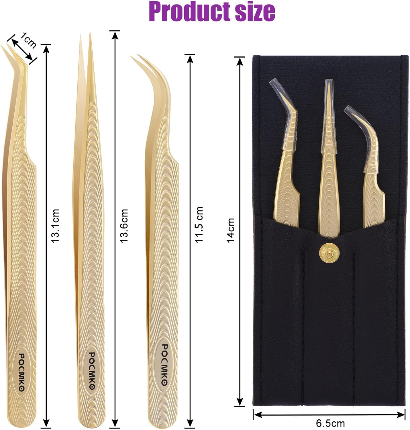 Eyelash Tweezers for Lash Extension Supplies, High Precision Lash Tweezer Set– Pack of 3 Lash Extension Tweezers Kit for Individual and Volume Eyelash Extensions
