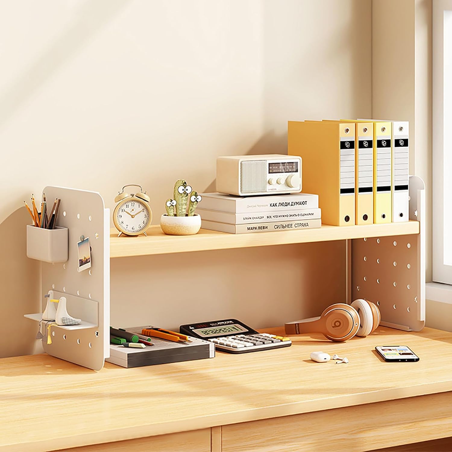 Étagère supérieure de bureau en bois réglable pour dortoir et rangement DIY 50cm