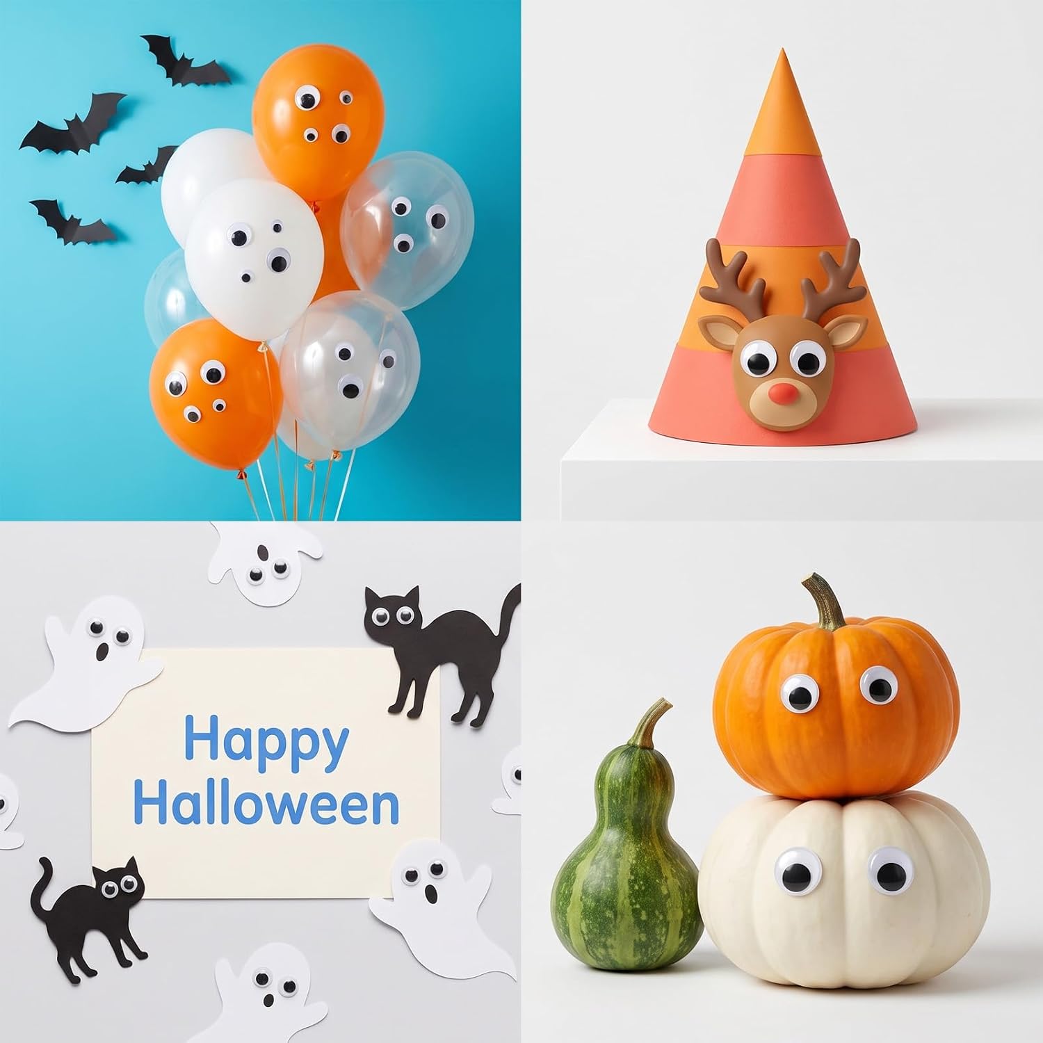 Ymapinc 4 Sheets Googly Eye Stickers, DIY Crafts in 8/10/12/15mm