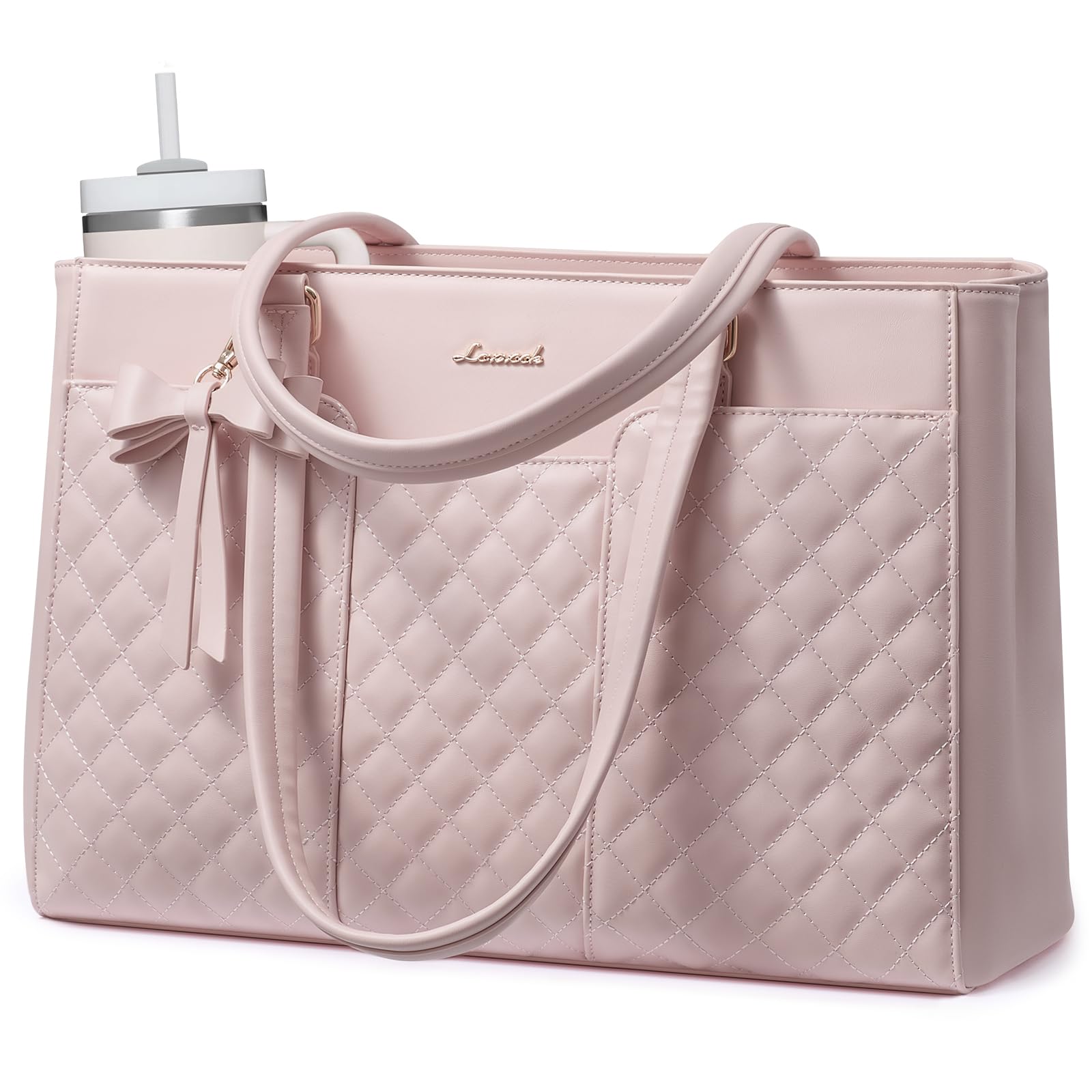 LOVEVOOK Laptop Tote Bag for Women 15.6 Inch PU Leather Work Bag