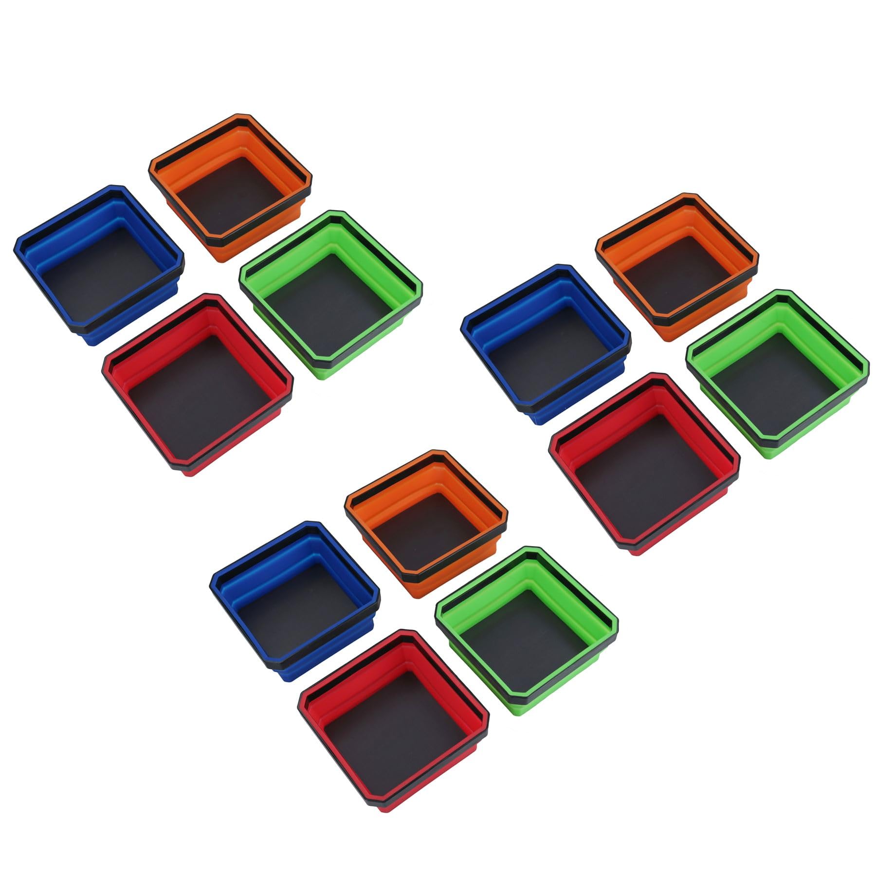 Collapsible Magnetic Parts Tray Dish Storage Bowl Holder Plastic Multicoloured 12pc