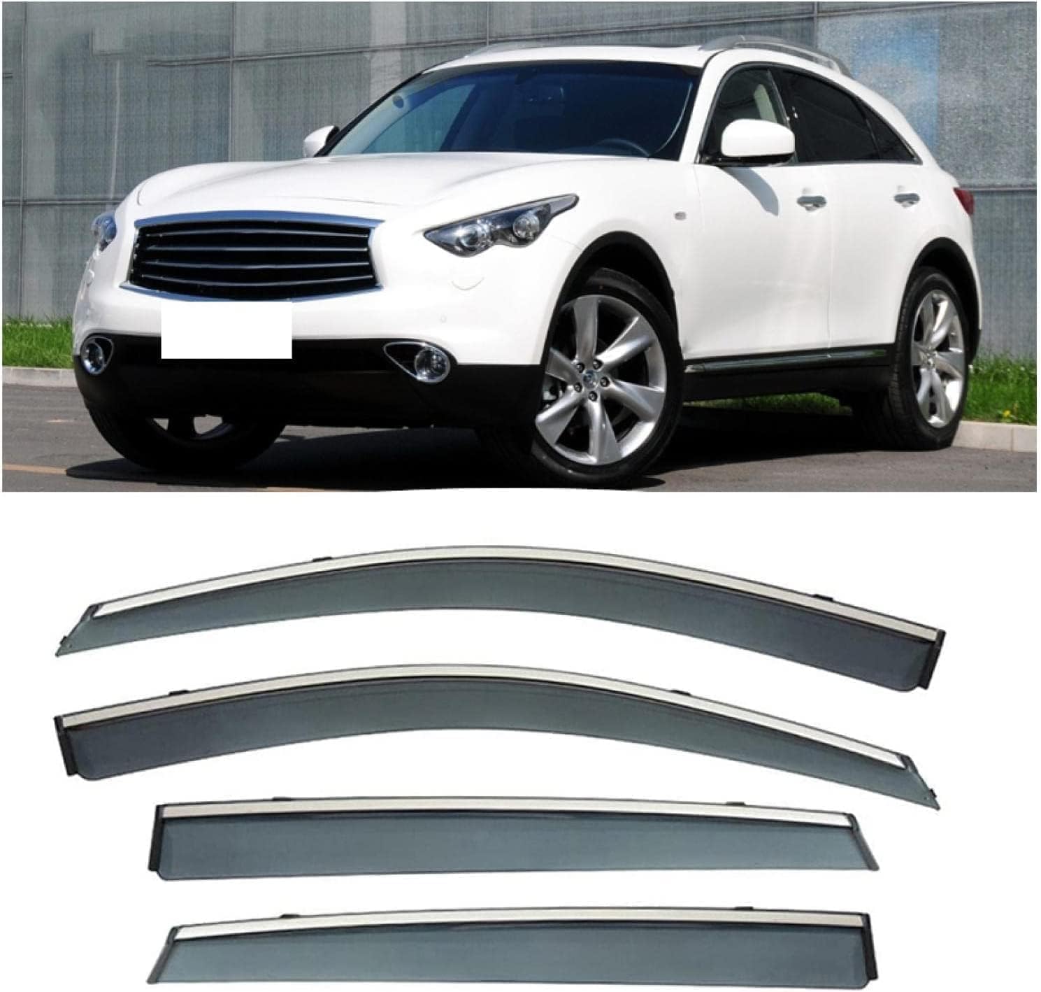 Acwyahso Normal Rain Guards Wind Deflectors For Infiniti Qx70 2013-2016, 4Pcs Vent Visors, Allows Fresh Air & Keeps Rain Out, No-Drill Install