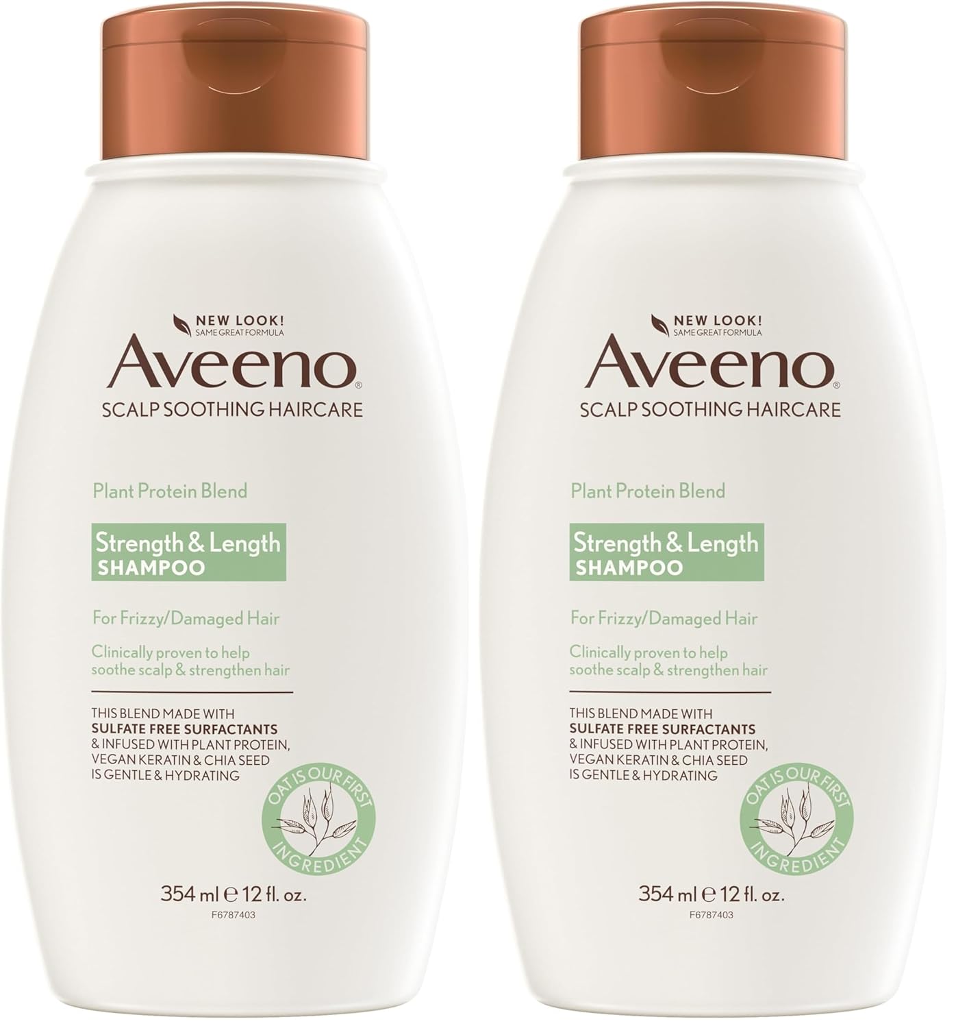 Aveeno Plant Protein Blend Shampoo for Strong Healthy-Looking Hair,12 fl oz,(Pack of 2)