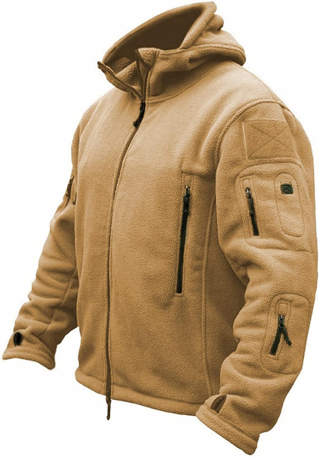 sandbank Men's Tactical Fleece Jacket Casual Warm Winter Fleece Stand Collar Zip up Outwear Cardigan Jacket Coat