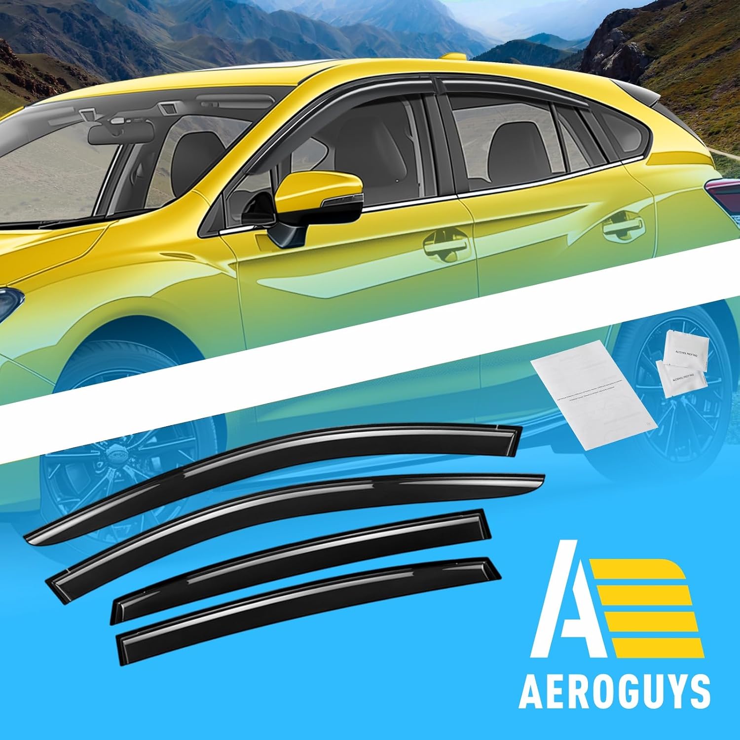 Extra Durable Window Deflectors Tape-On Window Visors Rain Guards Fit for Subaru Impreza 2017-2023 Hatchback, Sun Visors, Wind Vent for Shades, Exterior Car Accessories - 4pcs. AG0550