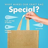 Vista 4 de Simply Green Solutions - Bolsas de papel kraft reutilizables, bolsas de papel marrón lavables, para compras o bolsas de almuerzo, 350 GSM de grosor