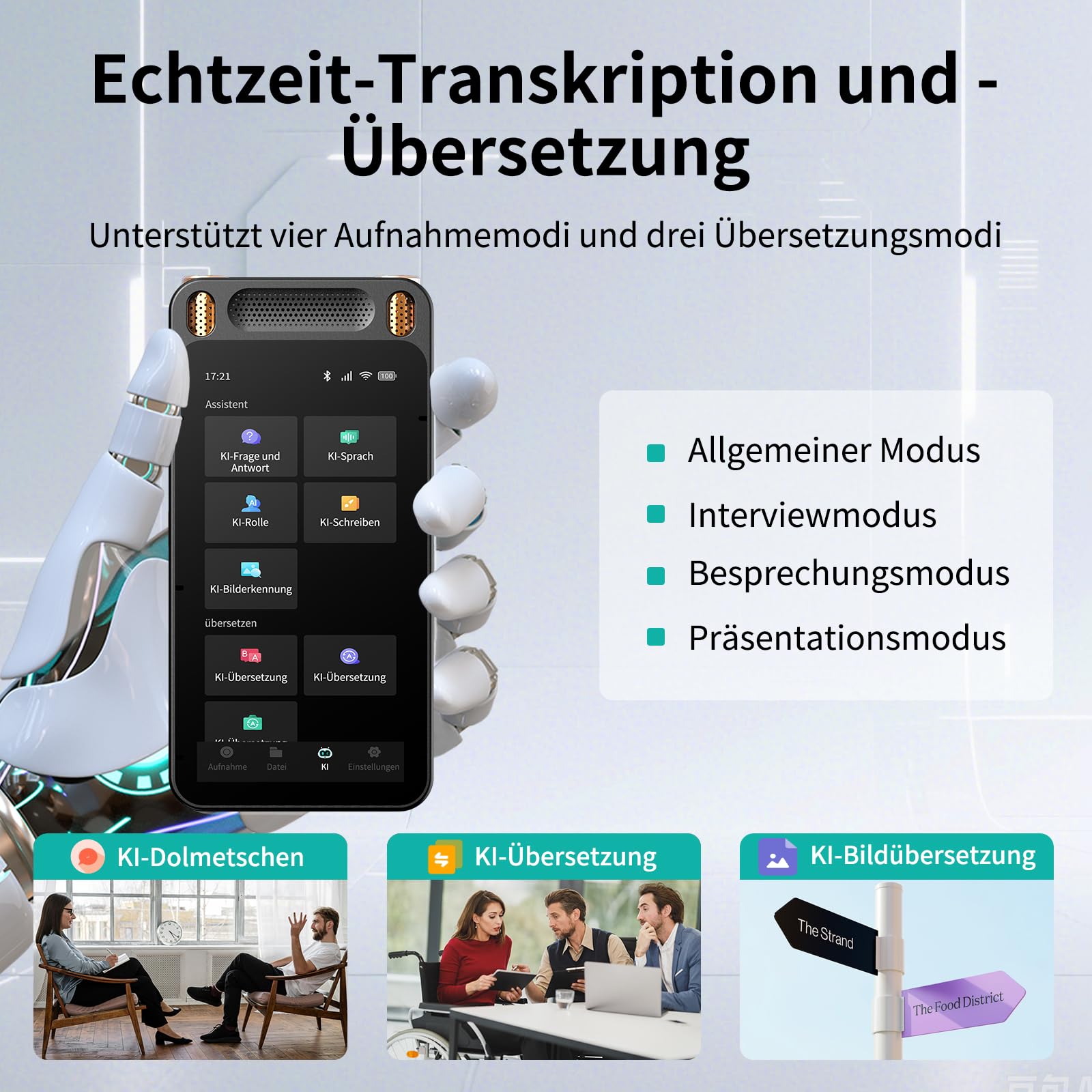 Note AI Digitales Diktiergerät Mit Wiedergabefunktion,Voice Recorder Unterstützung Kostenlose Transkription, Zusammenfassung Und Übersetzung In 134 Sprachen,Audioaufnahmegerät Für Vortrag/Interviews