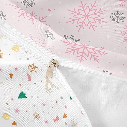 Vista 100 de Juego de funda de edredón rosa de Navidad para niñas, tamaño matrimonial, lindo juego de ropa de cama de dibujos animados de pingüino de Papá Noel