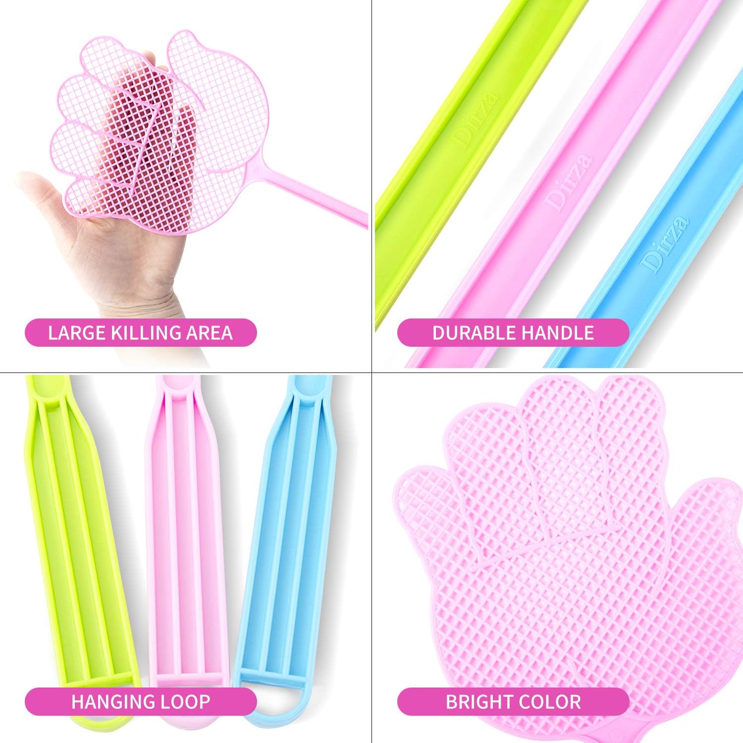 Dirza Leather Fly Swatter with Wood Handle- Long Handle -Durable