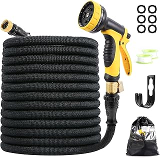 Kejector Expandable Garden Hose 25ft 50ft 100 ft with Brass Connector & 3 Layers Latex, Flexible Garden Hoses with 10 Func...