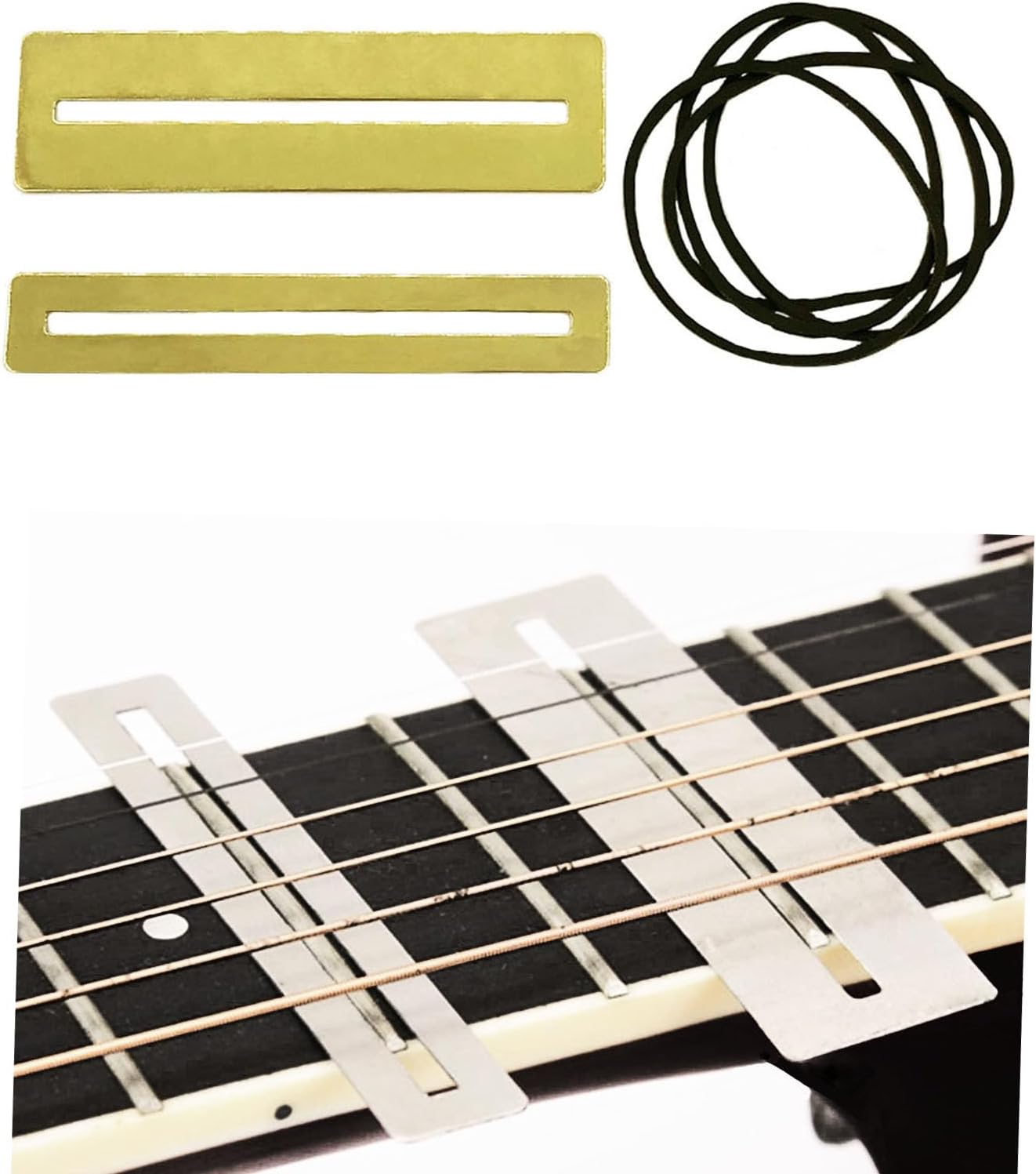 10Pcs Guitar Fret Luthier Tools Kit Include 1Pcs Guitar Fret Slot Saw Blade, 1Pcs Guitar Fractal Fret Press Repair Tool, 2Pcs Guitar Fingerboard Guards, 2Pcs Sanding Paper, 4Pcs Rubber Band