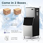 COSTWAY Commercial Split Ice Maker Machine with SECOP Compressor, Auto Self-Cleaning, 353LBS/24H Industrial Ice Maker with 198LBS Storage Bin, 160 Ice Cubes Ready in 14 Mins, ETL Approved