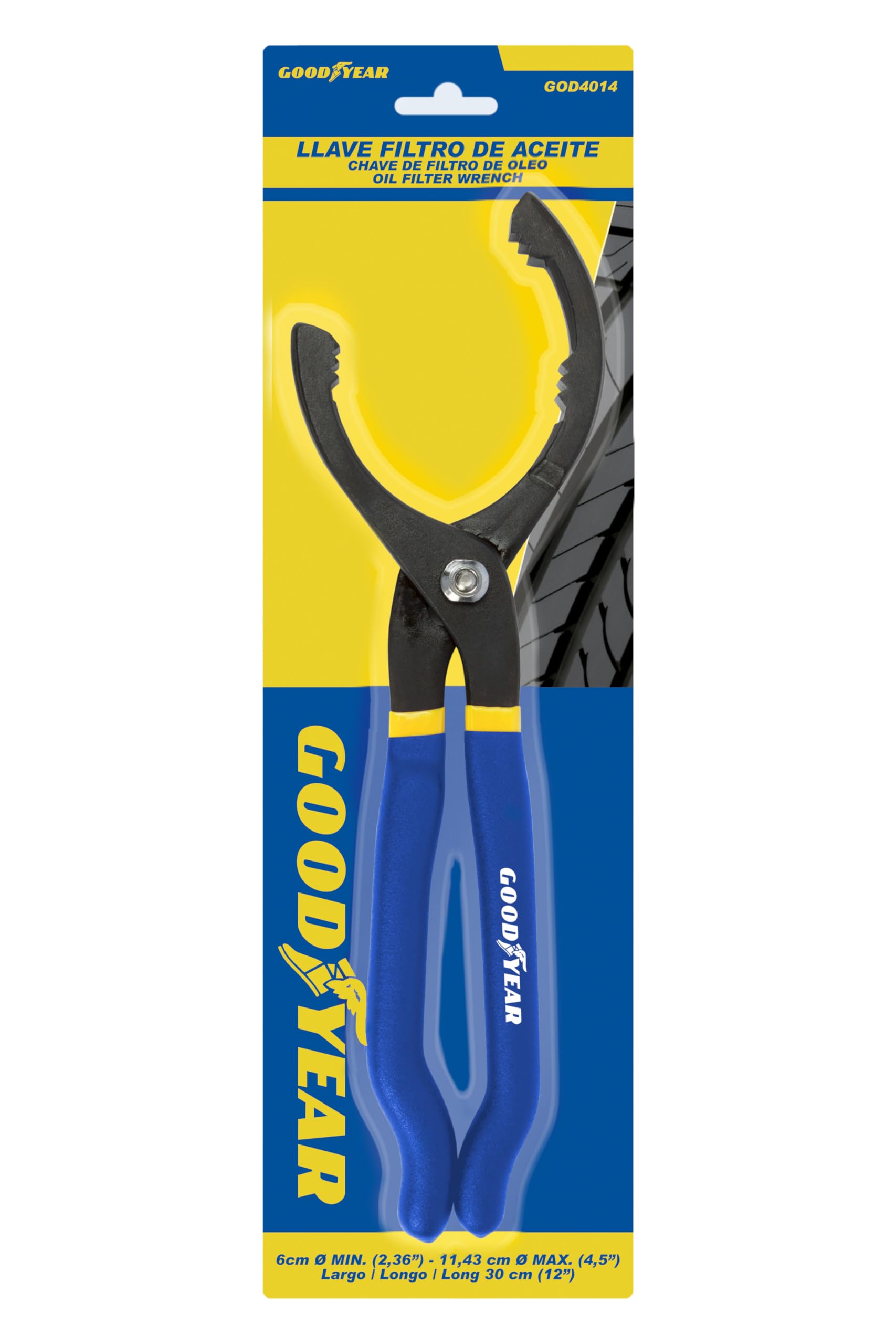 Goodyear Chiave per filtri olio da 60 a 114,3 mm / da 2,36“ a 4,5”. Strumento perfetto per la sostituzione dei filtri dell'olio. Con impugnatura antiscivolo.