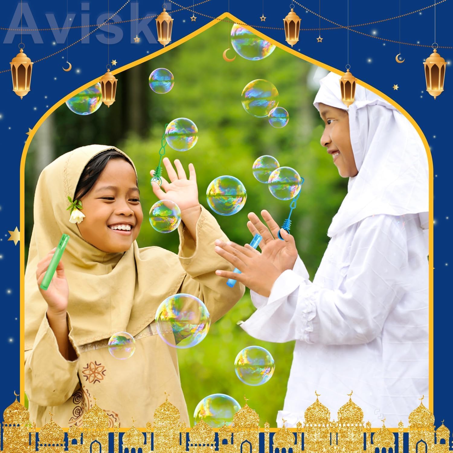 20Pcs Eid/Ramadan Mubarak Bubble Wands, Mini Bubble Wands for Eid Party Favors, Islamic Gift Toys for Girls Boys Kids Toddler Adults, Party Bag Stuffers Goodie Bag Filler, Classroom Prizes - Image 6