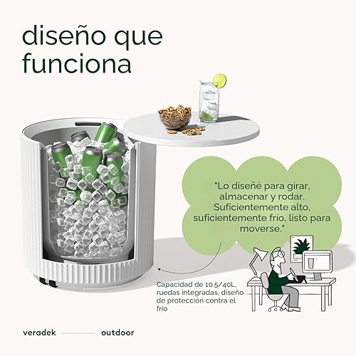 Miniatura 3 de Veradek Mesa auxiliar enfriadora para exteriores, 2 en 1, diseñada para su uso como mesa auxiliar al aire libre, decoración de patio y baúl de hielo