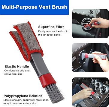 7 Pcs Car Detailing Brushes Set, Detailing Kit with Microfiber Towel