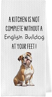 English Bulldog Dish Towels - Funny English Bulldog Gifts Decorative Waffle Weave Kitchen Towels, English Bulldog Hand Tea Towels, English Bulldog Gifts (16×24 Inches)