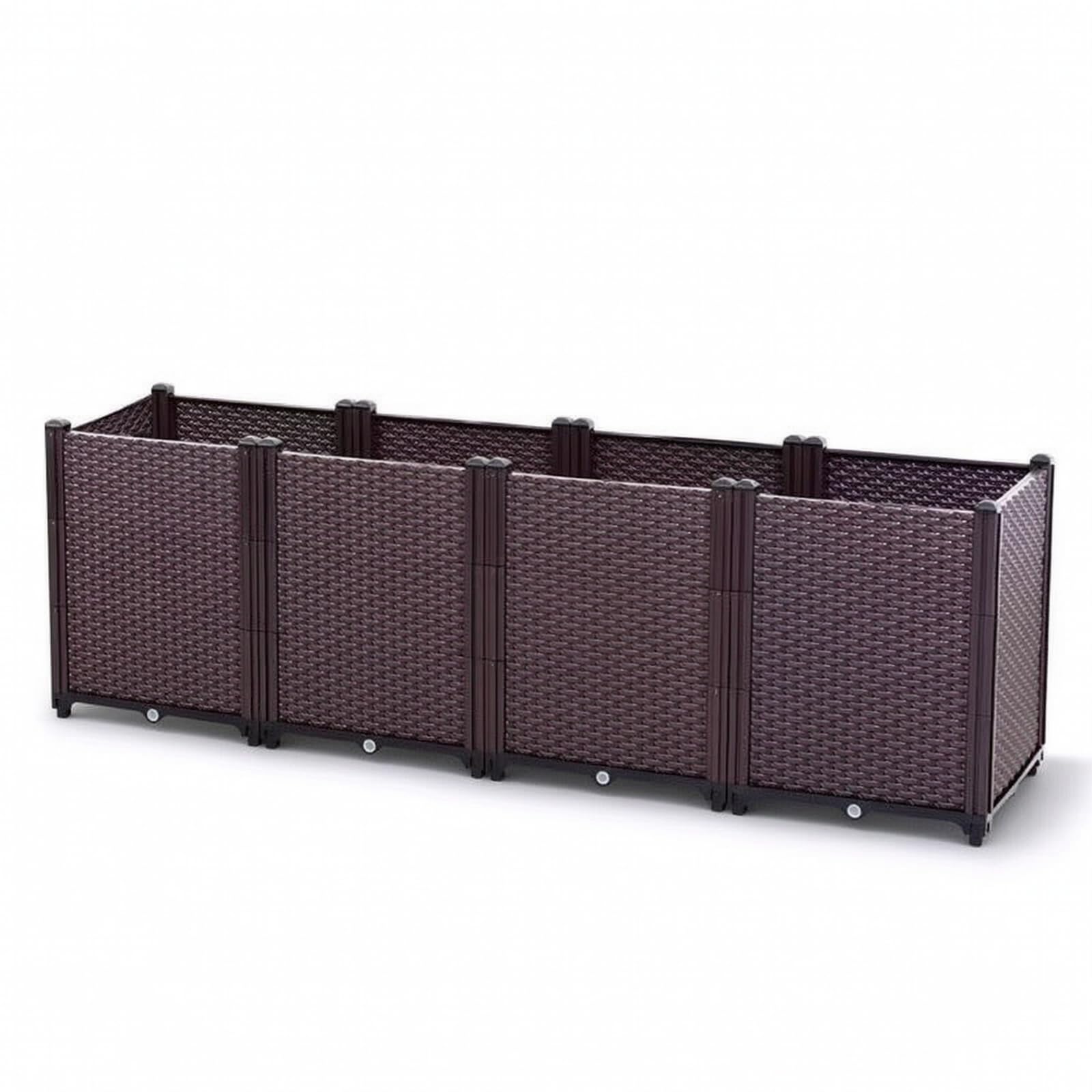 predolo Jardinera Plástico con Autorriego Macetero Rectangular con Patas Modular Jardinera Patas para Jardineros, Principiantes, 160 40 52 Cm, Caja Extra Profunda De 4 Unidades