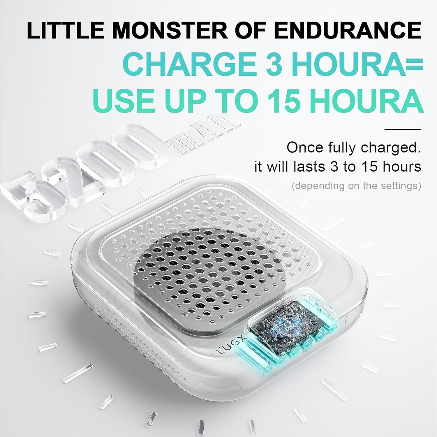 L'UGX Rechargeable Nail Dust Collector for Acrylic Nails, 10-Gear Professional Nail Vacuum Duster Extractor Cleaner With Reusable Filters for Salon Use,Powerful