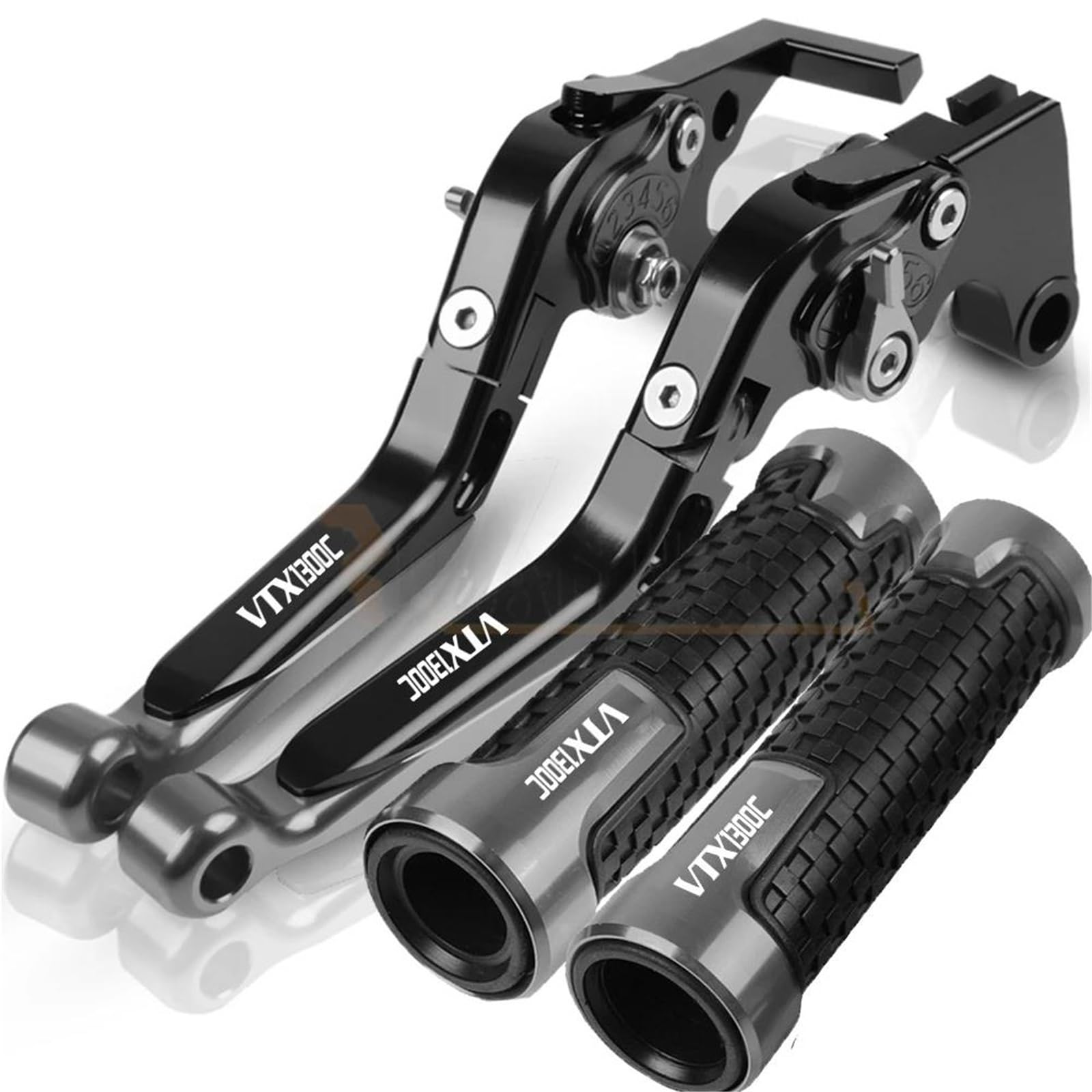 Tgvselpj Black2 Motorcycle Part Motorcycle Extendable Adjustable Clutch Brake Levers Controller Lever Handle For H-Onda Vtx1300c 2004 2005(Black2)