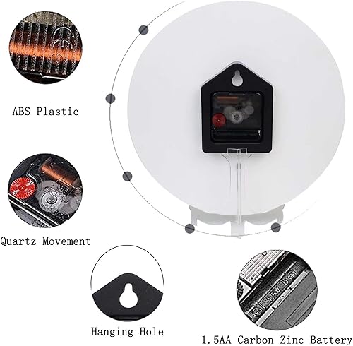 Miniatura 6 de Pfrewn - Reloj de pared silencioso con diseño de flores y mariposas, funciona con pilas, estilo vintage, 10 pulgadas, de cuarzo, analógico,