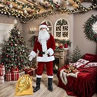 Vista 6 de Disfraz de Papá Noel para hombre, traje de Santa Claus de lujo para hombres adultos