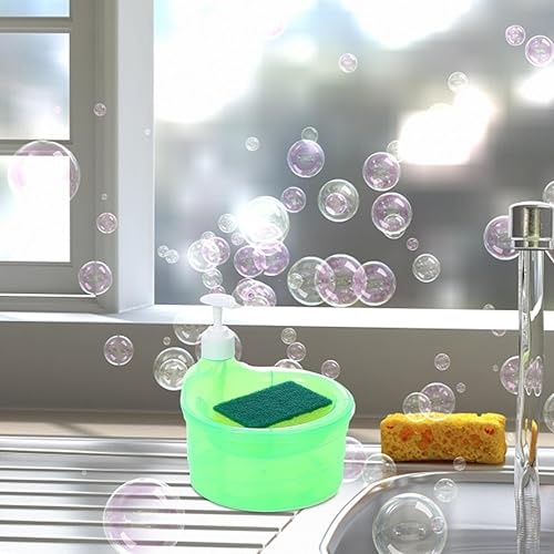 Miniatura 3 de Dispensador de jabón para lavavajillas, dispensador de jabón para lavar platos 2 en 1, dispensador de jabón de cocina con esponja, dispensador de