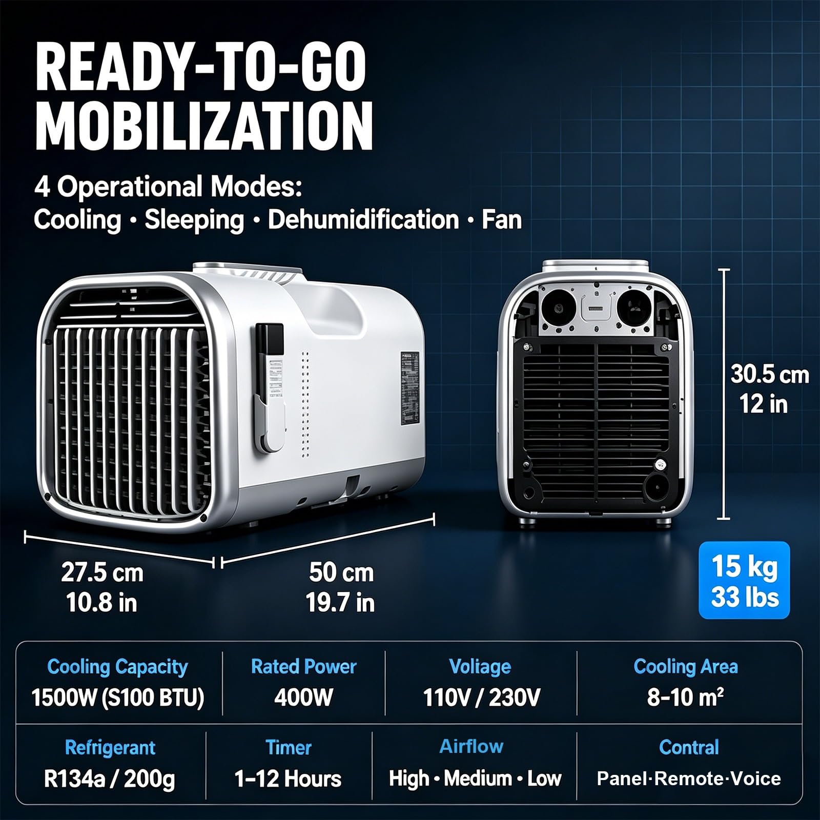Aire Acondicionado Portátil 5100 BTU, Unidad de Climatización Compacta de Doble Tubo con Refrigeración por Compresor, Mini Enfriador Local para Tienda, Van