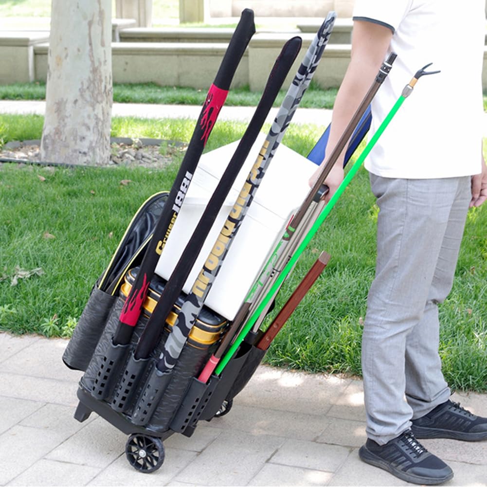 Caja de aparejos de pesca con ruedas, multifuncional, caja de anzuelos de pesca, alta capacidad, ajustable, duradera para artes de pesca