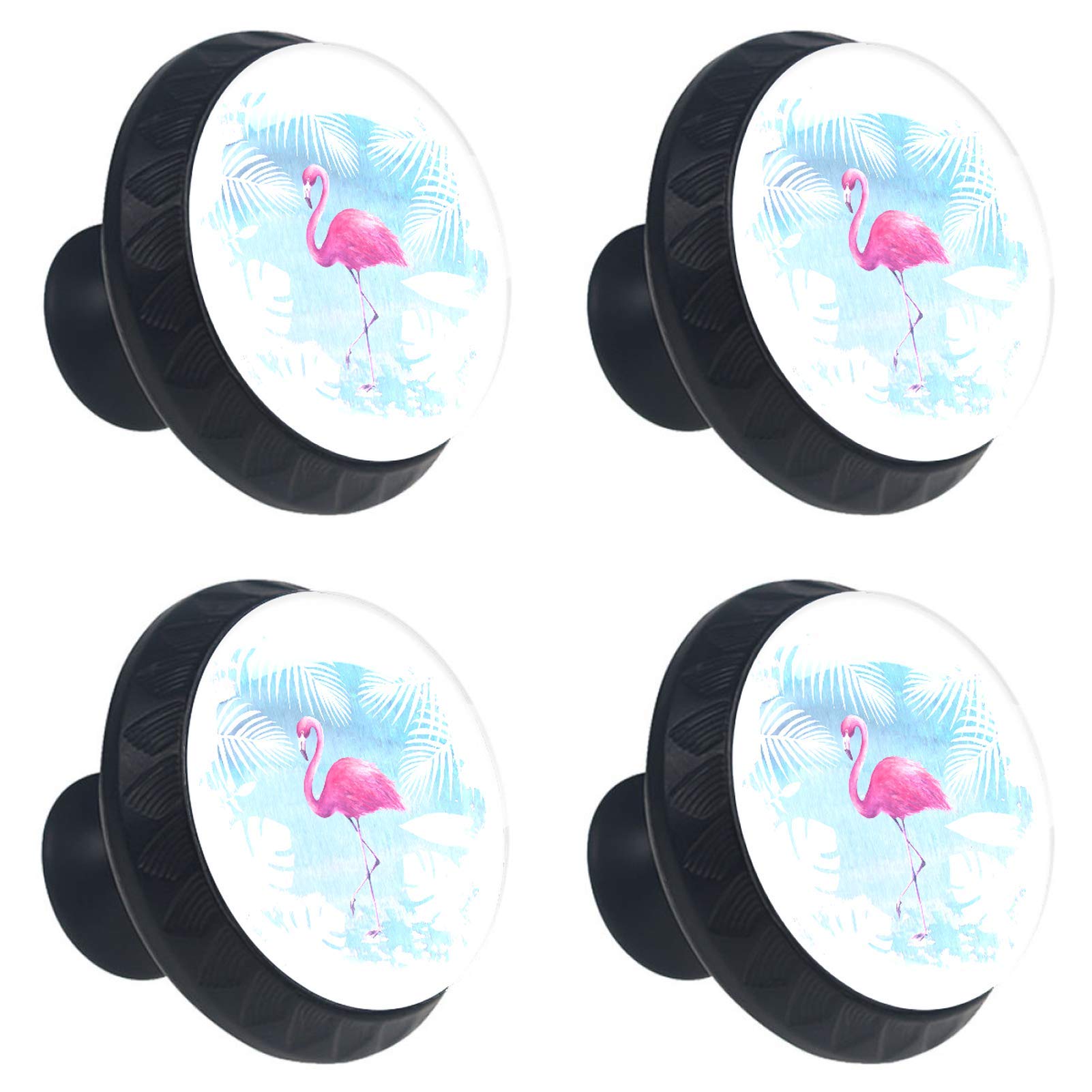 AITAI Set of 4 Door Knob Decorative Handle フラミンゴ　Leaf　湖 Elegant Addition for Cupboard Drawer Dresser Bedroom