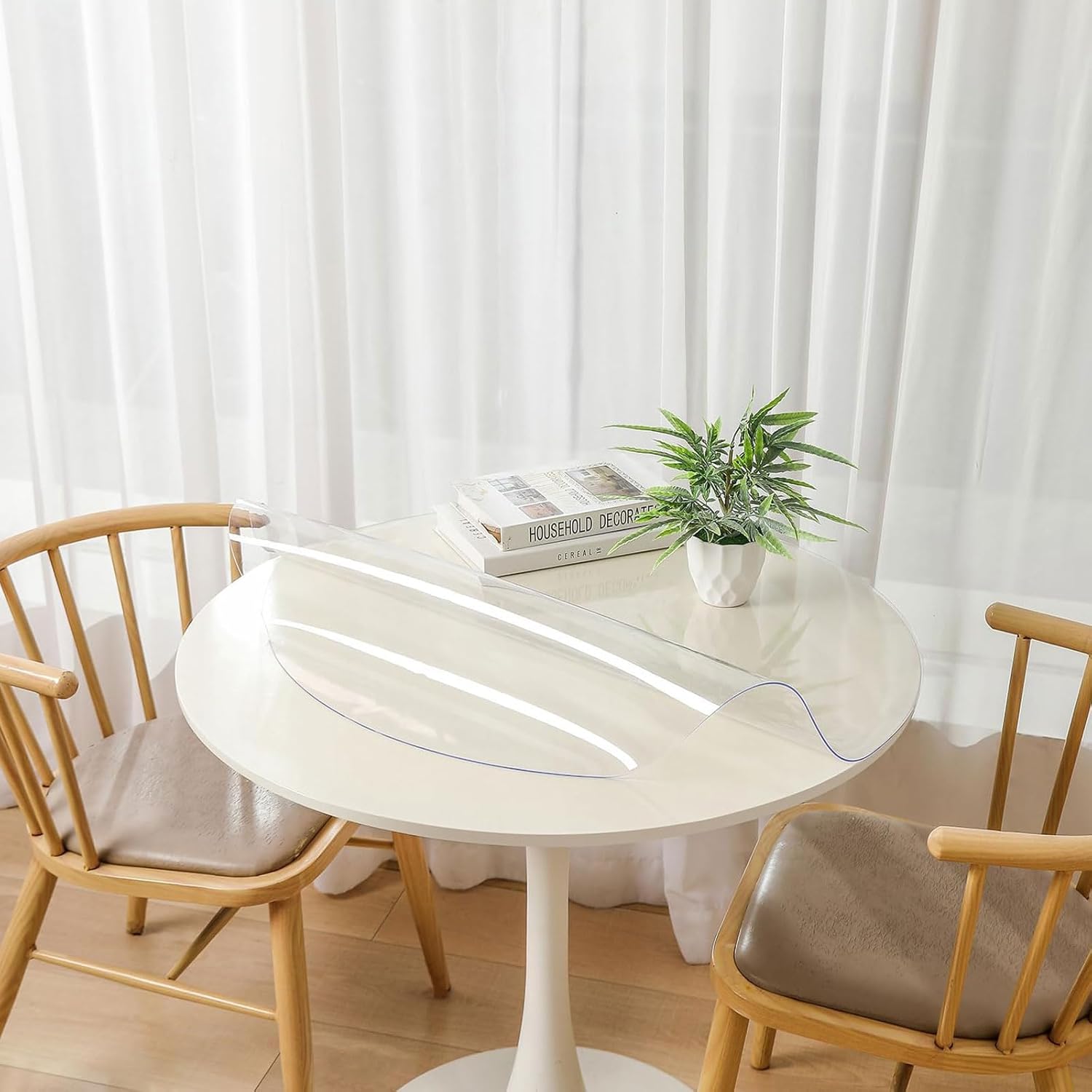 ZIJINJIAJU 2mm Thick Round Table Cover 30 Inch Clear Vinyl