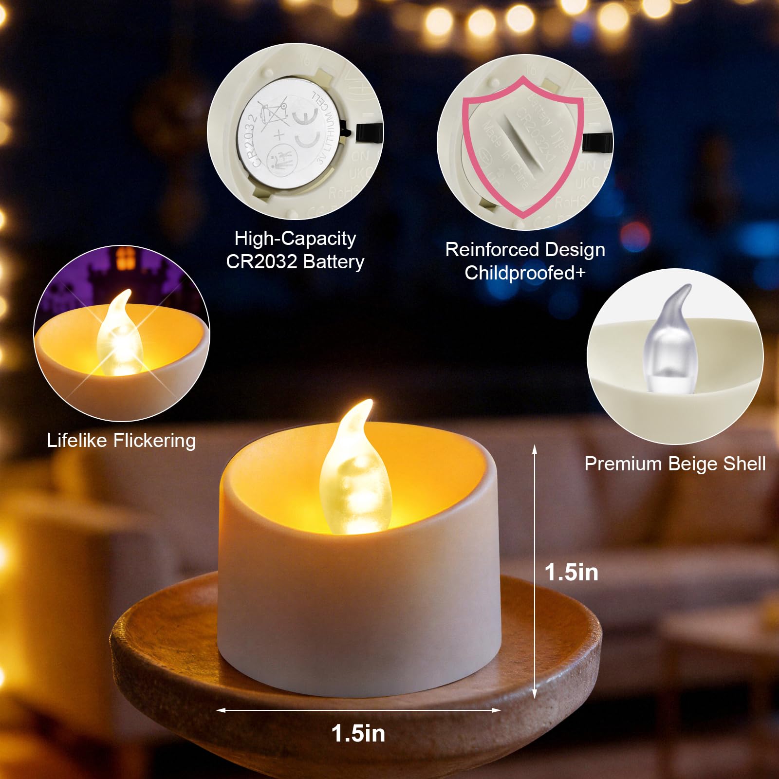 Candele a LED senza fiamma, confezione da 100 candele votive a batteria, a lunga durata, luce bianca calda, per centrotavola da matrimonio, decorazioni per Halloween e Natale