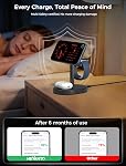 Hevanto 3 in 1 Wireless Charging Station for Apple MagSafe Charger, 15W Fast Magnetic Wireless Charger for Apple Watch iPhone 17 17e 16 15 14 13 12 AirPods Pro, Mag Safe Stand for Desktop and Bedside