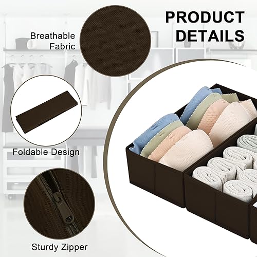 Miniatura 2 de DIMJ Organizador de cajones de ropa, organizador de cajones de ropa interior, juego de 4 cajones plegables para armario, divisores de cajones de