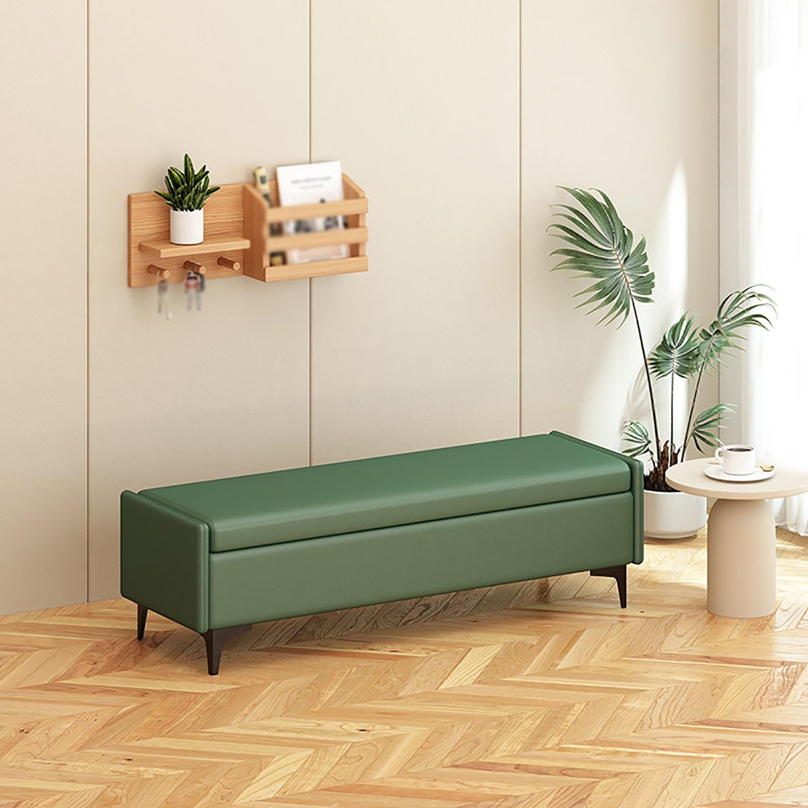 Banc de rangement similicuir coffre stockage pouf entrée