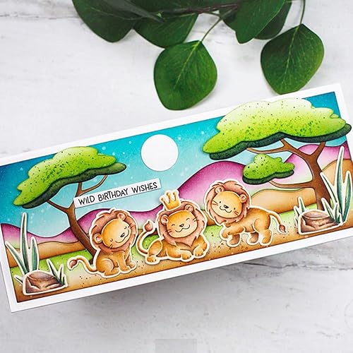 Miniatura 3 de Wild Birthday Wishes - Juego de sellos y troqueles para hacer tarjetas, sellos transparentes y troqueles de corte de metal para álbumes de recortes,
