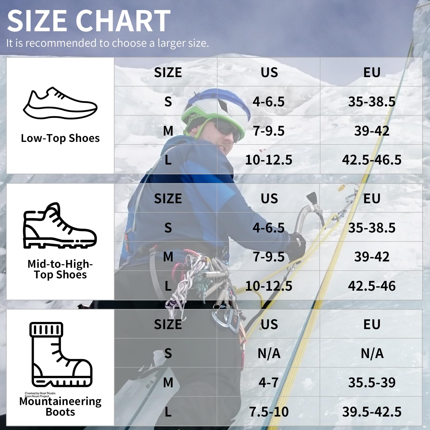Ramponi da ghiaccio per scarpe e stivali, tacchetti da ghiaccio, trazione, impugnature da neve, unisex, 22 punte antiscivolo in acciaio inox, per escursionismo, arrampicata, passeggiate