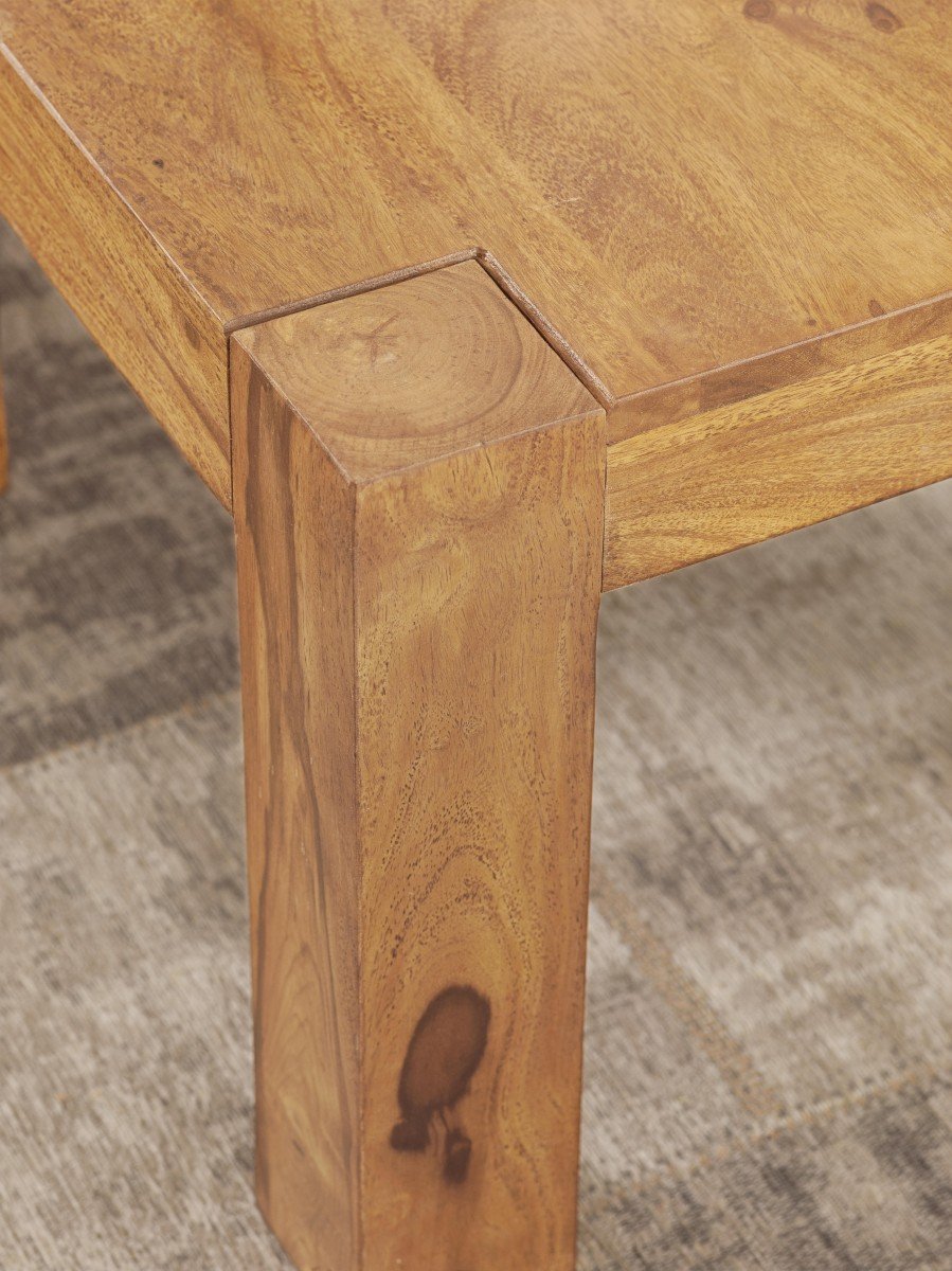 FineBuy Mesa de Centro Moderna Cuadrada 60x60x40 cm Madera Maciza de Acacia | Mesa Auxiliar para Salón | Mesita Café Pequeña para Sofá