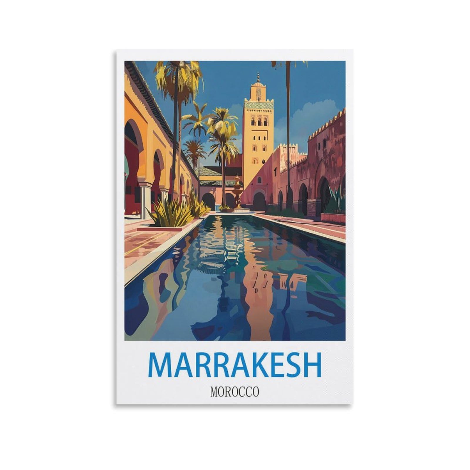 Zhilijing Unframe-Style Marrakesh Morocco Vintage Travel Poster 08X12inch(20X30cm) Decorative Painting Canvas Wall Posters And Art Picture Print Modern Family Bedroom Decor Posters