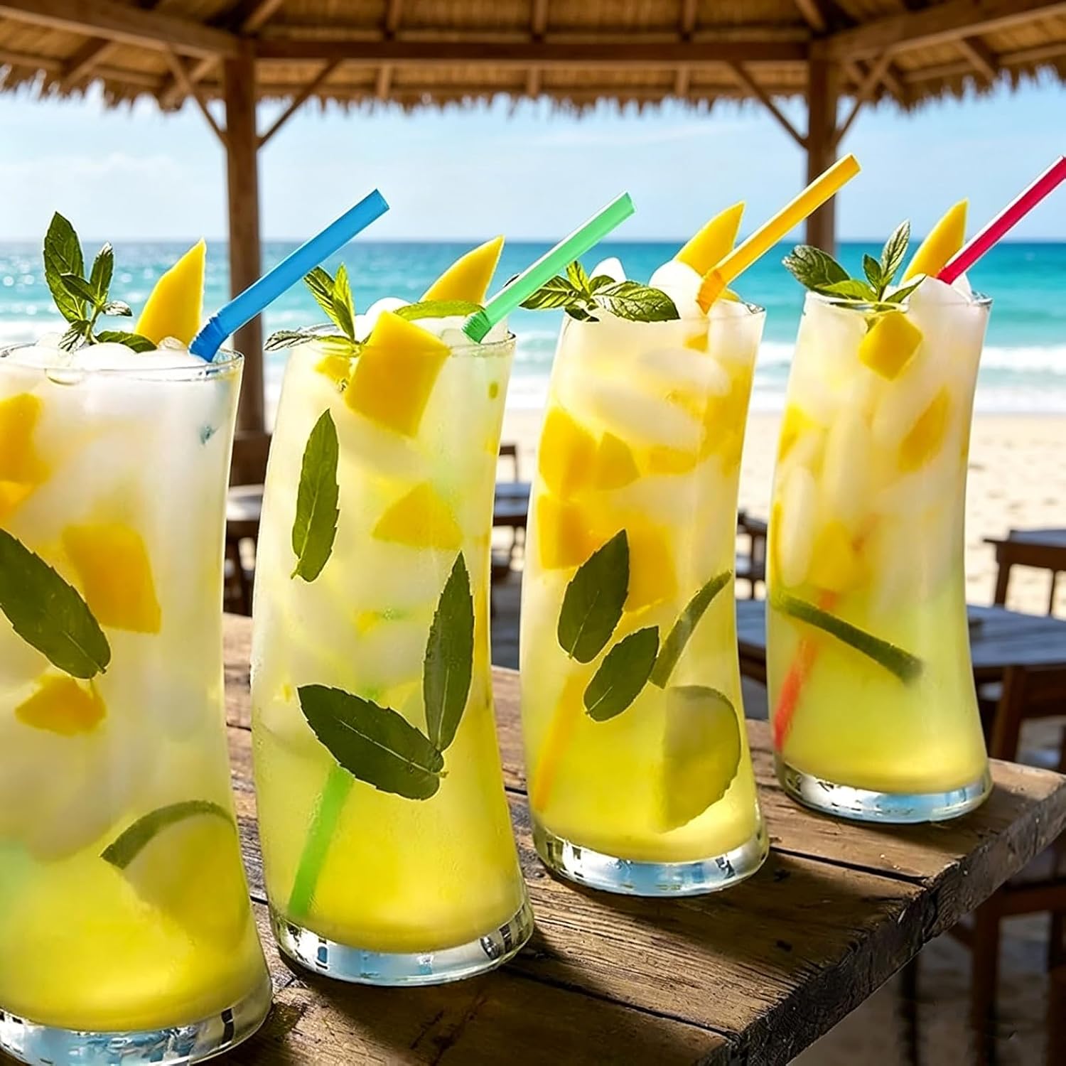 1000 Counts Flexible Bendable Plastic Drinking Straws 6mm Diameter 8.27 Inch Length Disposable Straws for Home Party Restaurant Coffee Juice Drinks