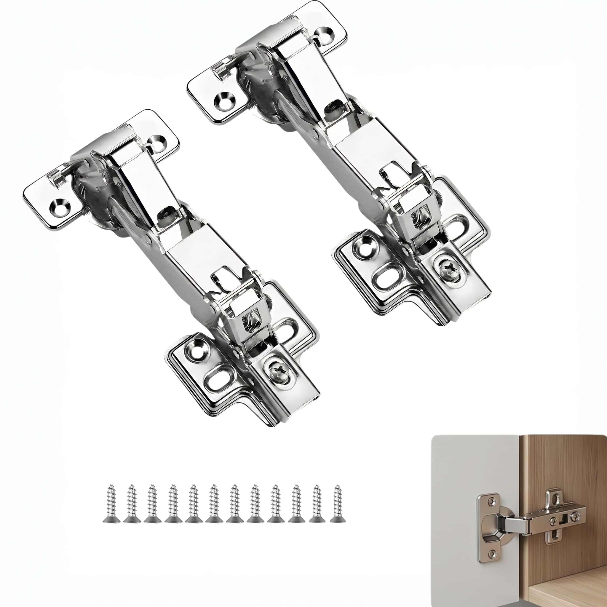 Kitchen Cabinet Wardrobe Door Hinge, Soft Close Cabinet Hinge with Screws