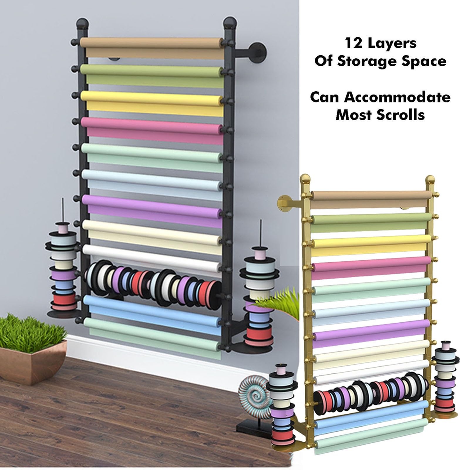 Aufbewahrungsregal für Stoffrollen zur Wandmontage, Vinylfolie, Textil- und Lederorganizer, platzsparender Halter für Bastelbedarf, Zuhause, Studio und Werkstatt