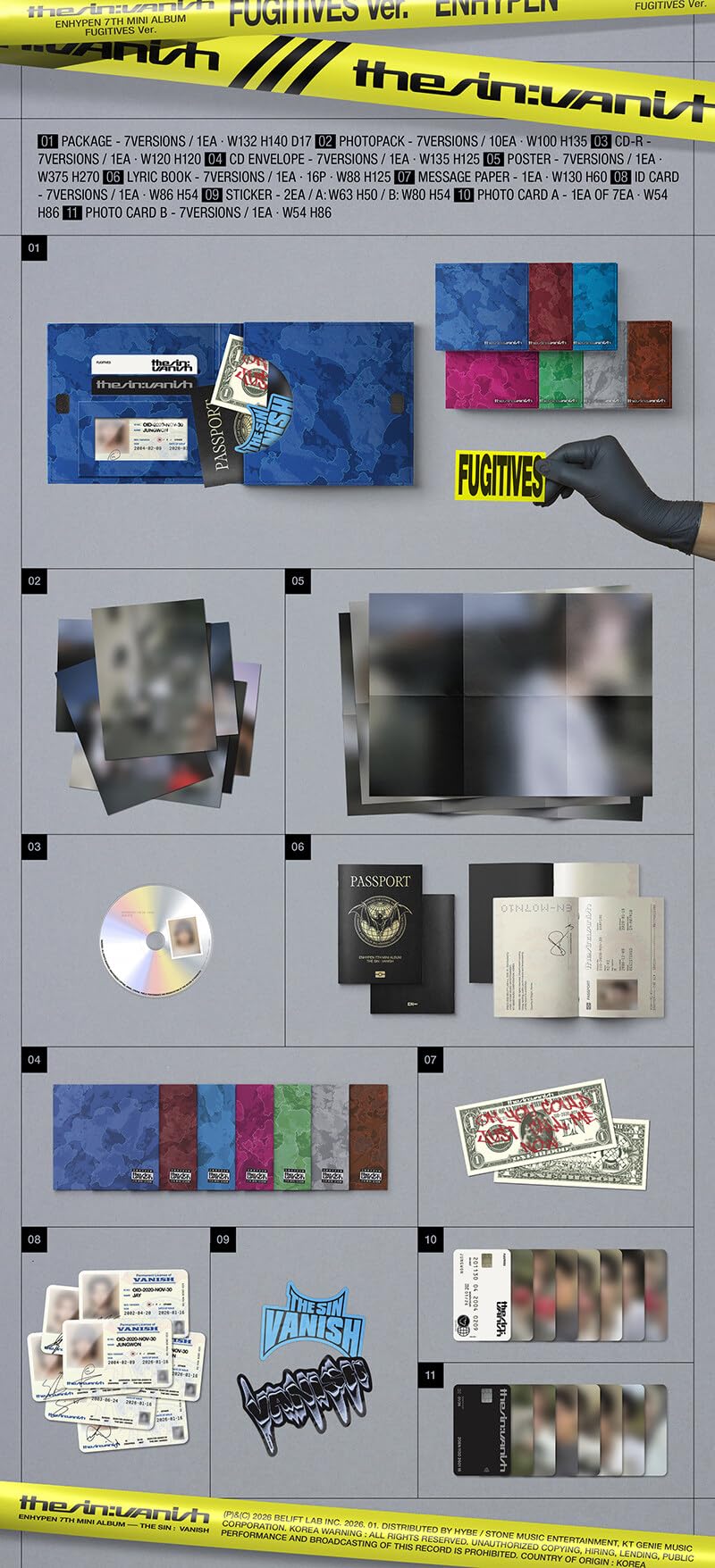 新品未開封THE SIN:VANISH FUGITIVES ver. THE SIN : VANISH (FUGITIVES Ver.) (Compact Version): ENHYPEN