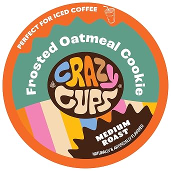 Crazy Cups Flavored Coffee for Keurig K-Cup Machines, Frosted Oatmeal Cookie, Hot or Iced Coffee, 22 Single Serve, Recyclable PodsPack of 1