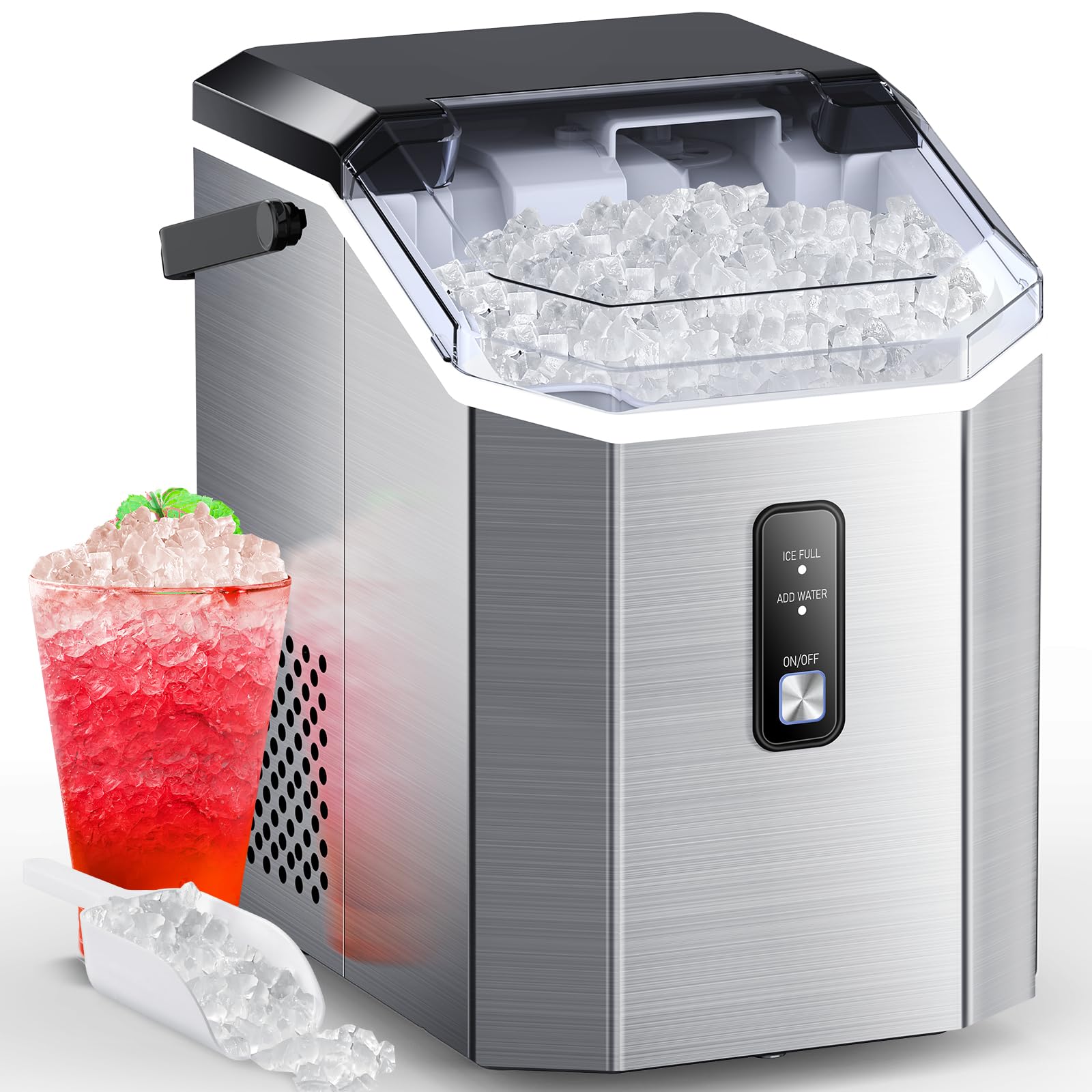 COWSAR Nugget Ice Maker Countertop, Chewable Nugget Ice Cubes Machine, Quick Ice Making 34Lbs/Day, Self-Cleaning, Portable Ice Machine for Home Kitchen Office Party | Fridge.com
