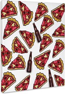 3dRose, Print of Pizza Slices And Beer Repeat Pattern, Museum Grade Canvas Wrap 11x14