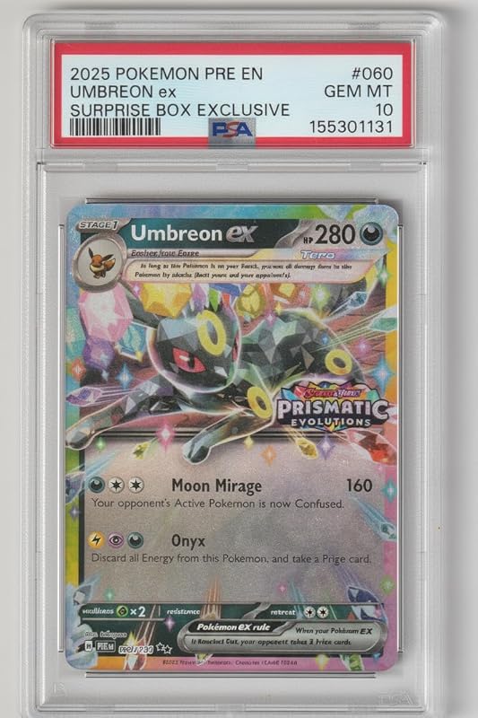 PSA 10 Gem Mint Graded Trading Card – Umbreon EX | Prismatic Evolutions | #060 | Surprise Box Exclusive | 2025