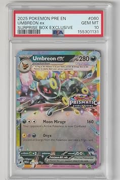 PSA 10 Gem Mint Graded Trading Card Umbreon EX | Prismatic Evolutions | #060 | Surprise Box Exclusive | 2025