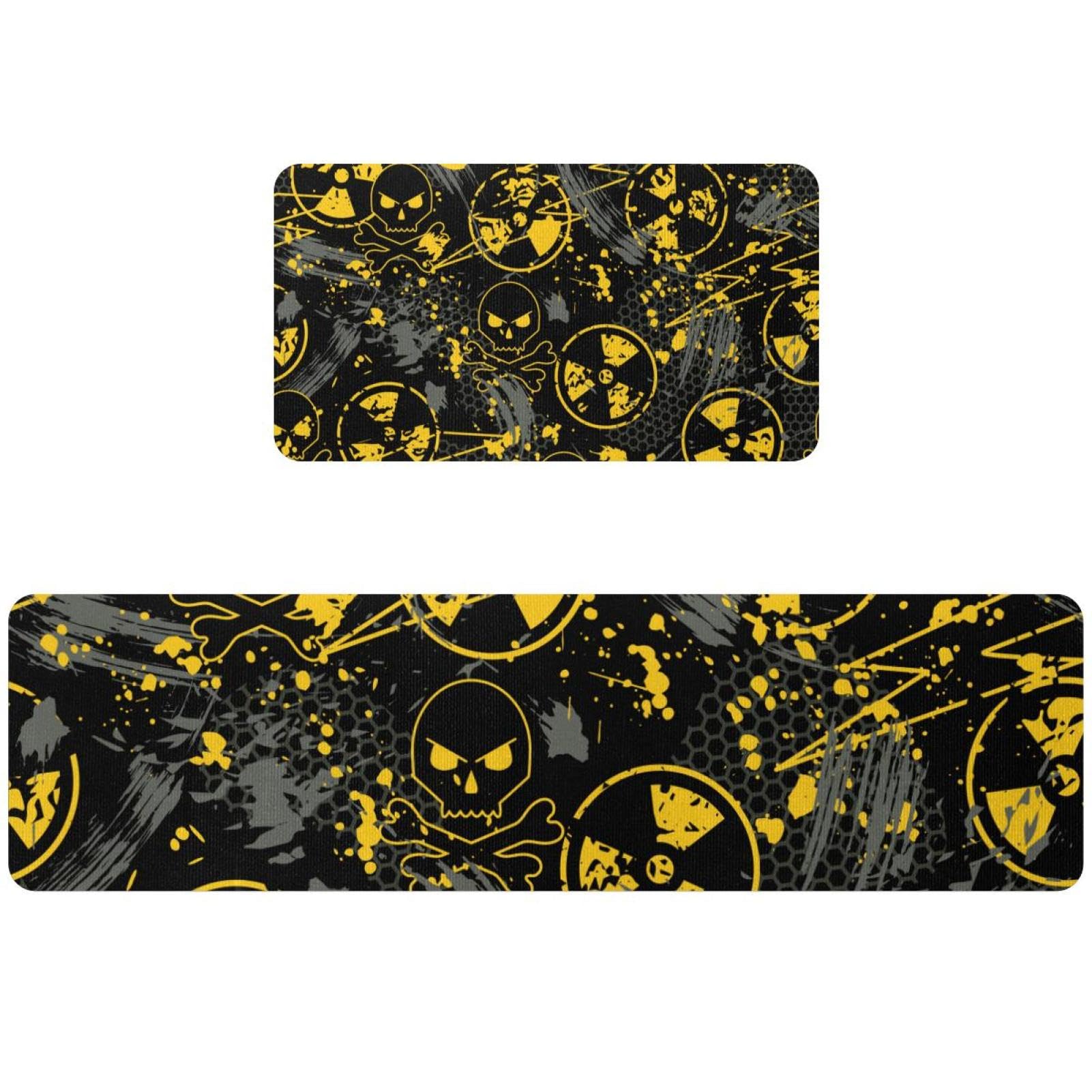 Tapete de cocina de 2 piezas con calaveras amarillas para decorar y proteger tu hogar